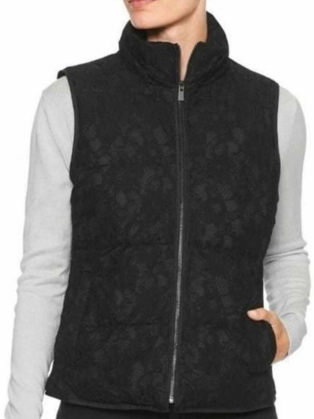 BANANA REPUBLIC Black Lace Puffer Vest - Size Small